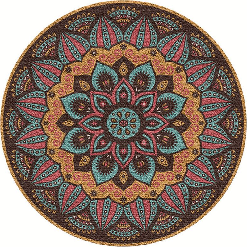 Exotic Moroccan Rug Multi Color Flower Pattern Rug Anti-Slip Pet Friendly Stain Resistant Carpet for Home