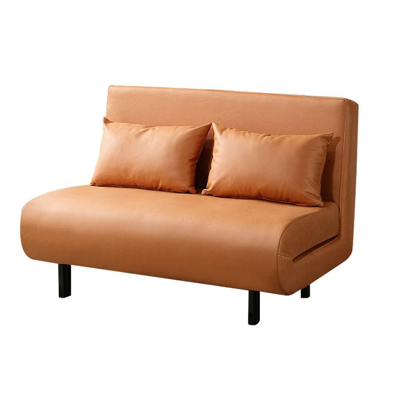 Contemporary Convertible Sofas with Tight Back in Faux Leather/Linen Blend
