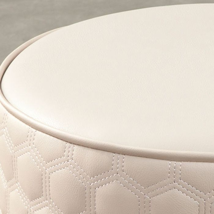 Water Resistant Pouf Ottoman Genuine Leather Round Solid Modern Ottoman