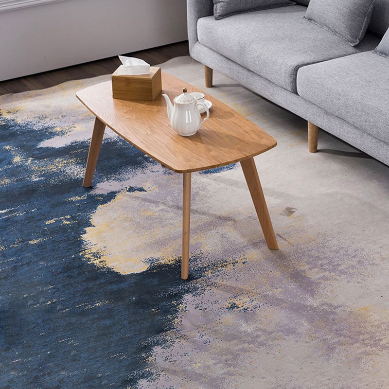 Contemporary Style Coffee Cocktail Table 4 Legs Solid Wood Coffee Table