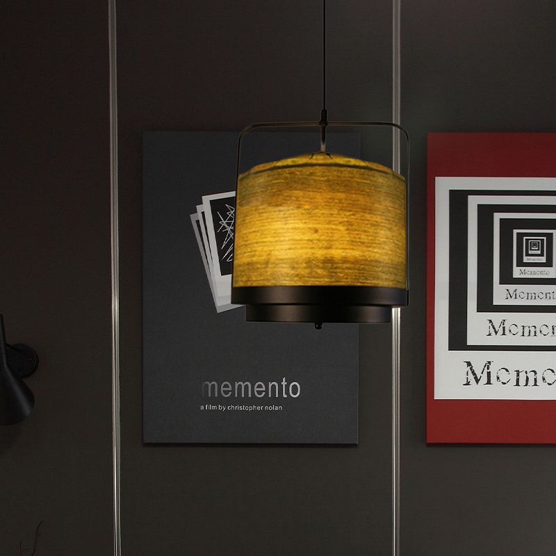 Tissu moderne du pendentif cylindrique 1 Light White / Red / Green Lumière suspendue pour la salle à manger