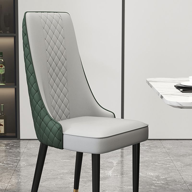 Glam Style Side Chair Leather Parsons Indoor Dining Chair for Living Room
