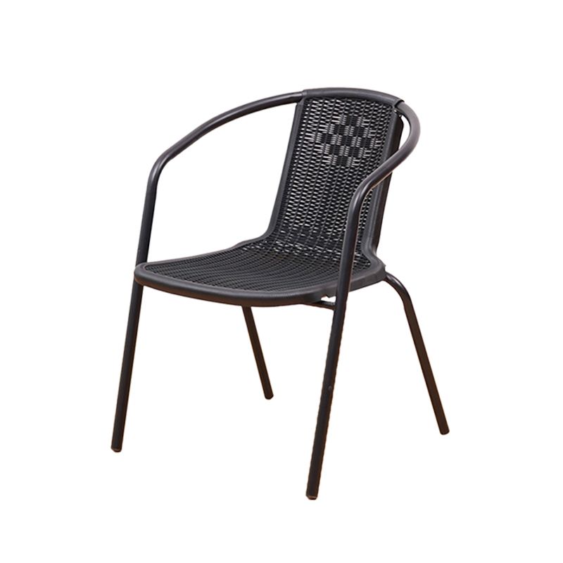 Tropical Rattan Outdoor Bistro Chairs Stacking Outdoors Dining Chairs with Arm