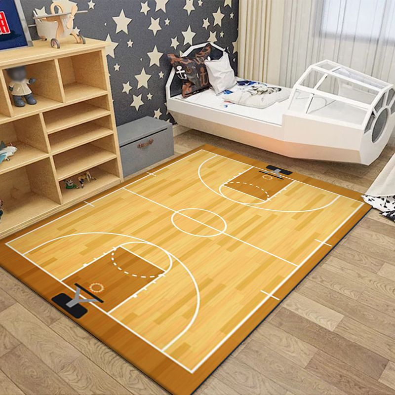 Rapis moderne vert Polyester Football Field Tapis lavable pour le salon