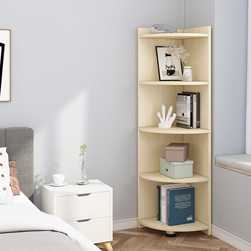Modern Corner Closed Back Shelf Bookcase Engineered Wood Bookshelf with Cabinets