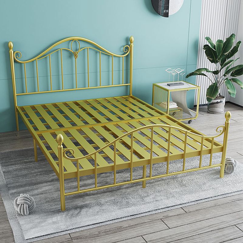 Contemporary Wire-Grid Open-Frame Bed with Metal Arched Headboard
