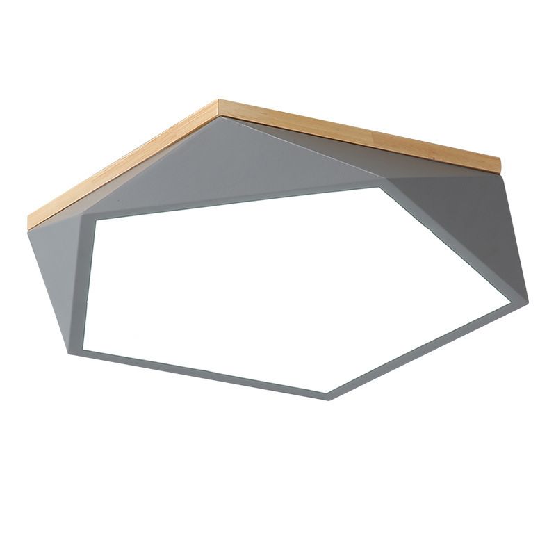 Moderne minimaliste LED géométrique Flush Mount Wrought Iron Ceiling Light with Acrylic Shade