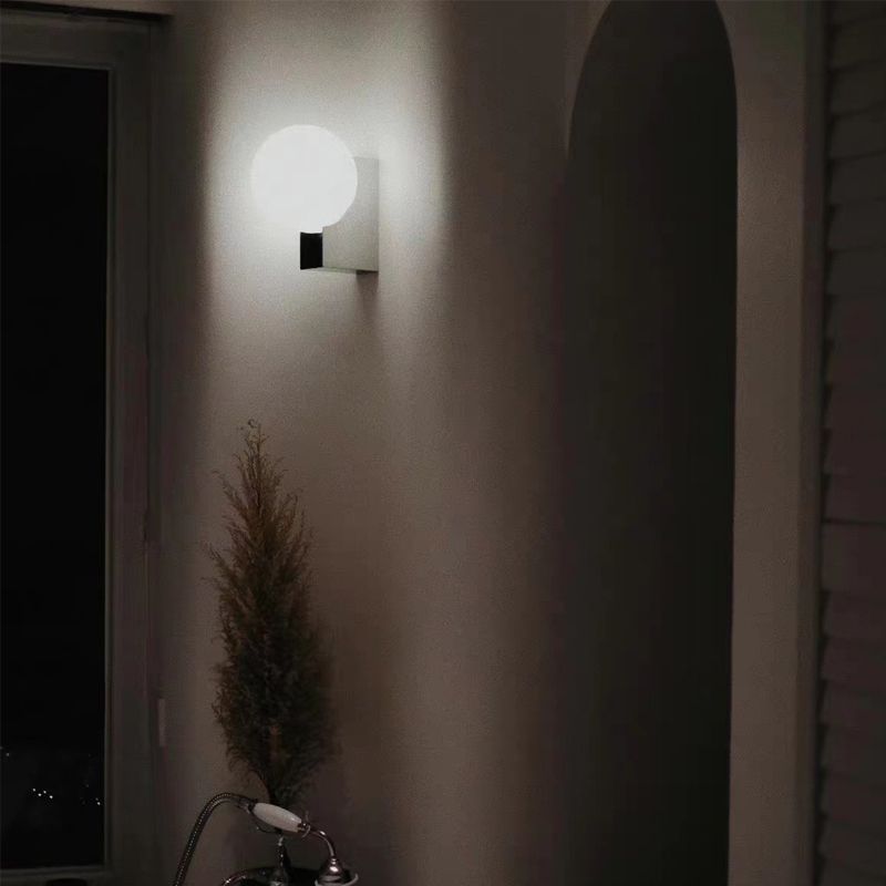 Contemporary Vanity Light White Glass Shade Wall Light Sconce for Washroom
