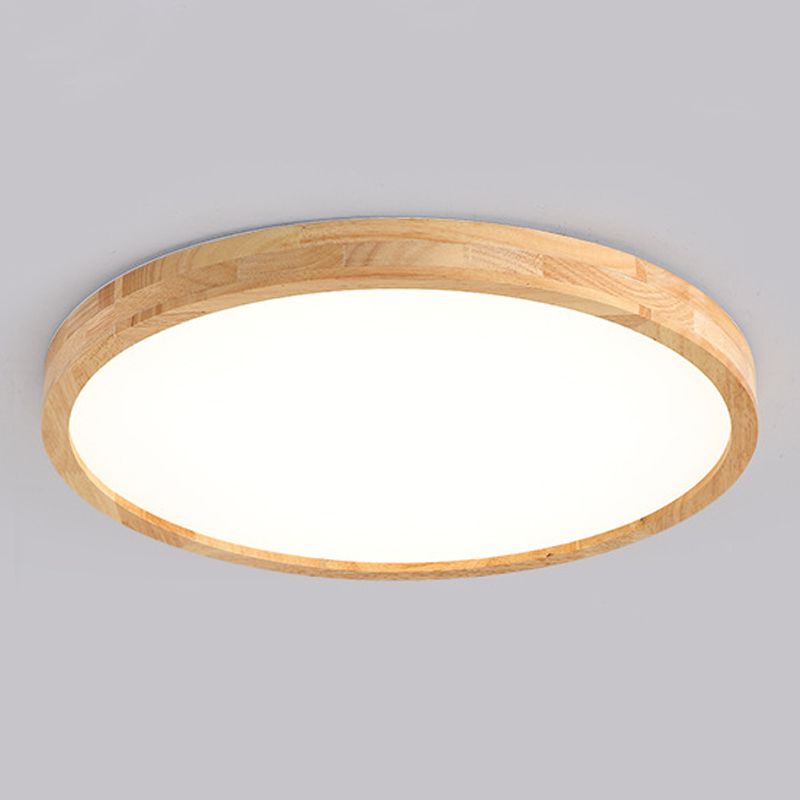 Geometric LED Ceiling Lamp Modern Wood 1 Light Flush Mount for Bedroom Study