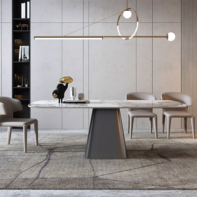 Modern Style Rectangle Dining Table Sintered Stone Pedestal Dining Table for Home Use