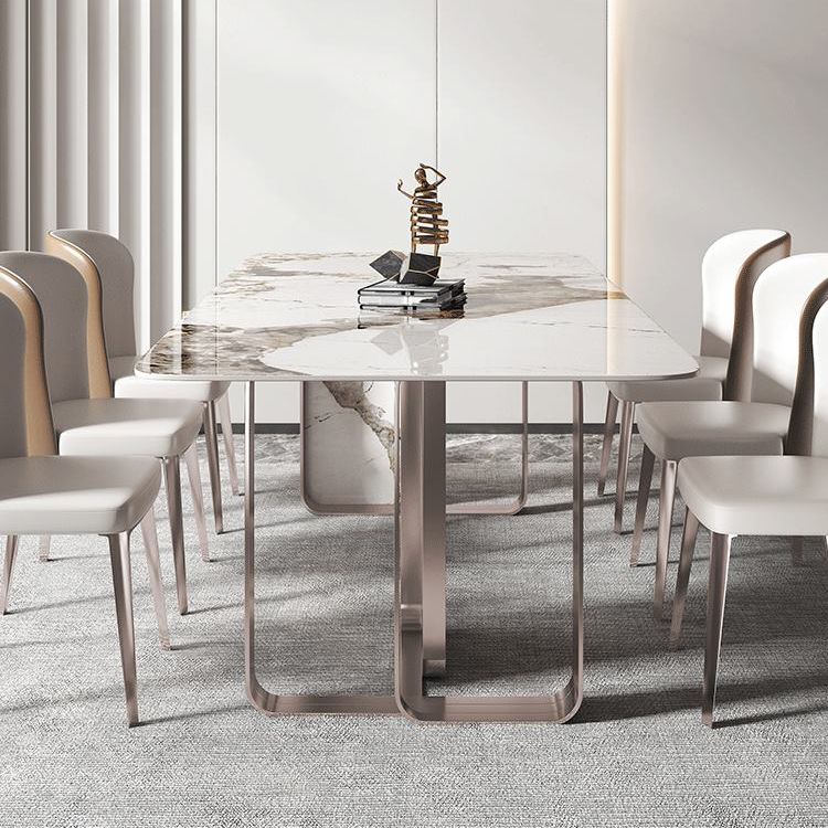 Luxurious 1/4/5/7 Pieces Rectangular Dining Set Sintered Stone Top Dinette Table Set