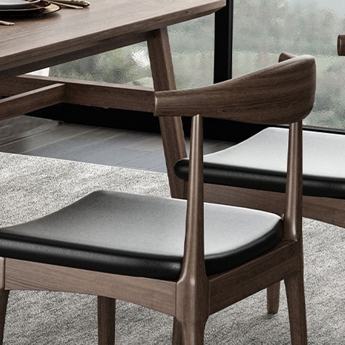 1/5/7 Pcs Ash Wood Modern Dining Set with Rectangle Table and Wooden Chairs Dinette Set