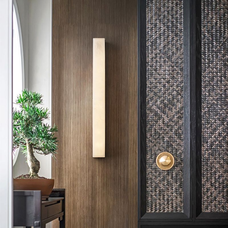 Marble Contemporary Wall Sconce 1-Light Linear Wall Mounted Lighting for Living Room