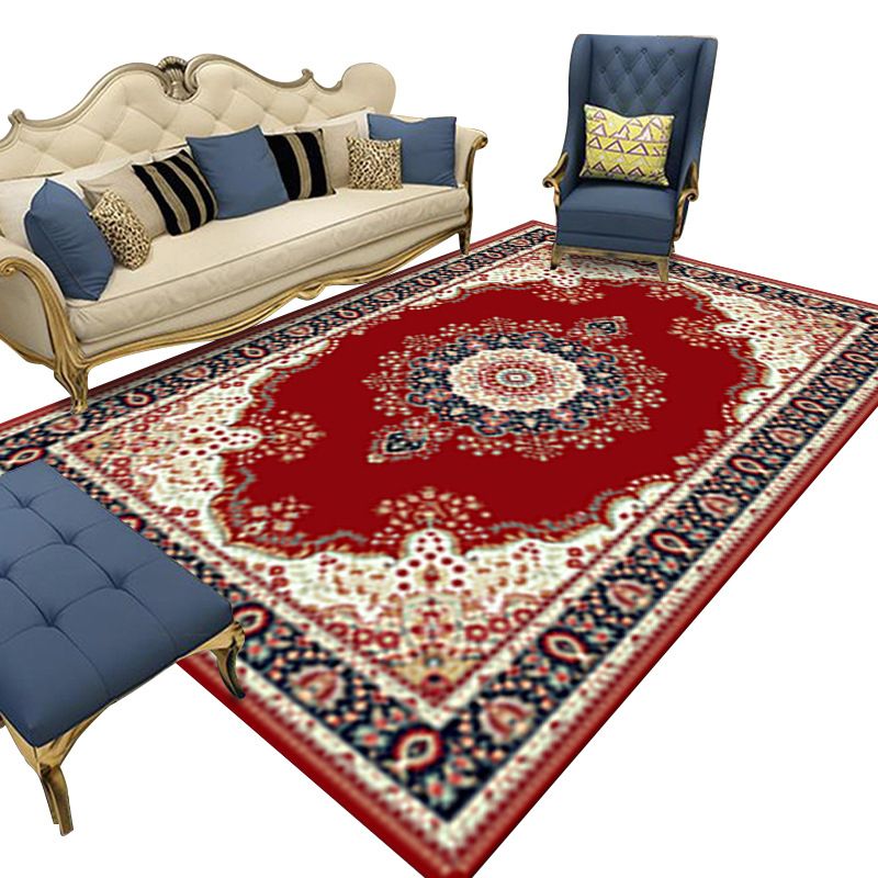 Hell gefärbter Blumendruckteppich Mitte des Jahrhunderts moderner klassischer Indoor-Teppich Polyesterfreundlicher waschbarer Teppich für Wohnkultur