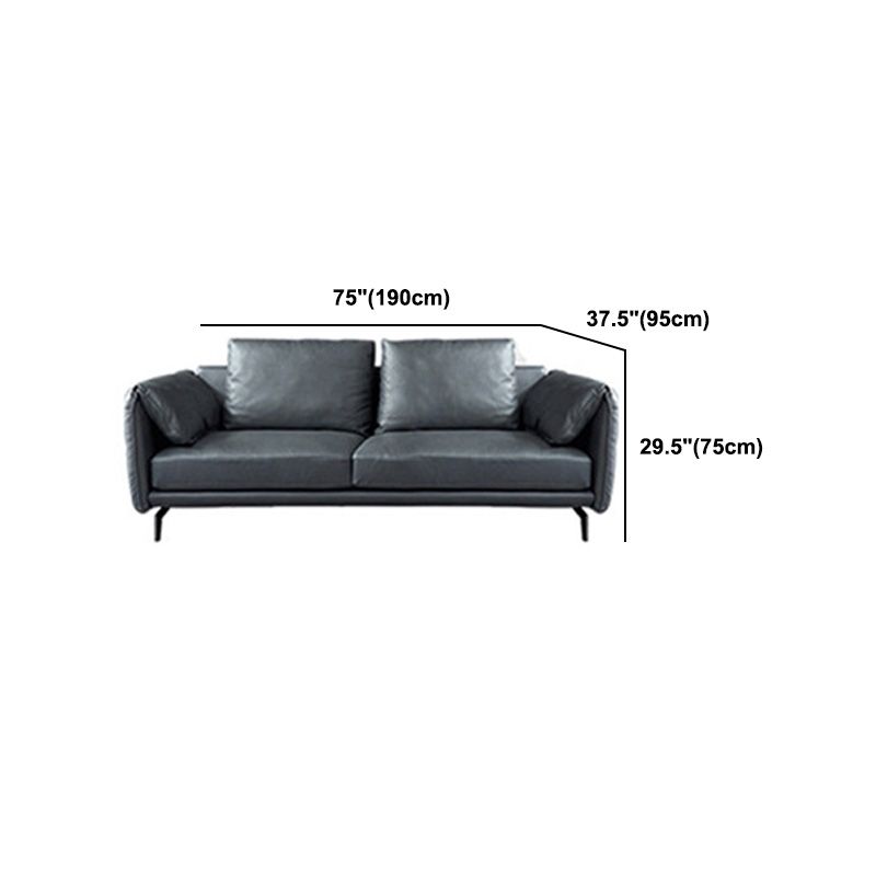 Contemporary Dark Grey Sofa with Bolster Pillows for Living Room