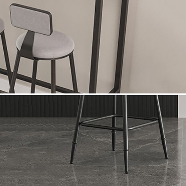 Modern Armless Backrest Counter Stool Iron Kitchen Bar Stool with Cushion