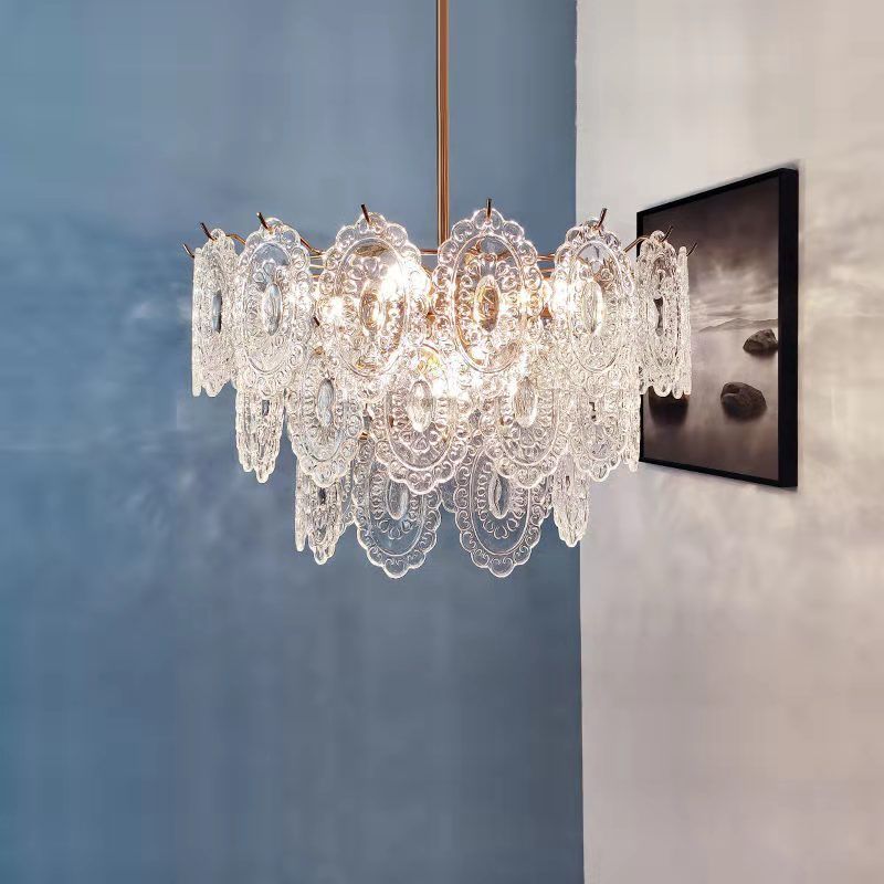 Multi Light Wheel Pendant Chandelier Modern Style Glass Hanging Lighting for Dining Room