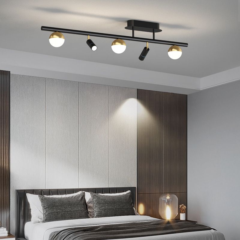 Wrought Iron Track Lighting Modern Linear Ceiling Mounted Lamp for Dining Room