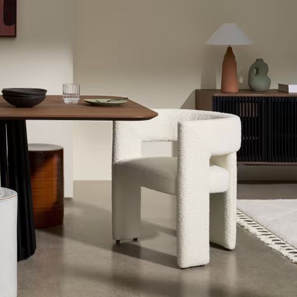Modern Style Arm Chair Wood Open Back Dining Accent Chair for Home