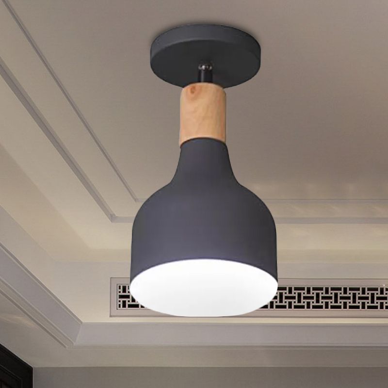 Lámpara semiempotrada verde/blanca/gris con pantalla Metal nórdico Luz de techo semiempotrada para interiores con 1 bombilla