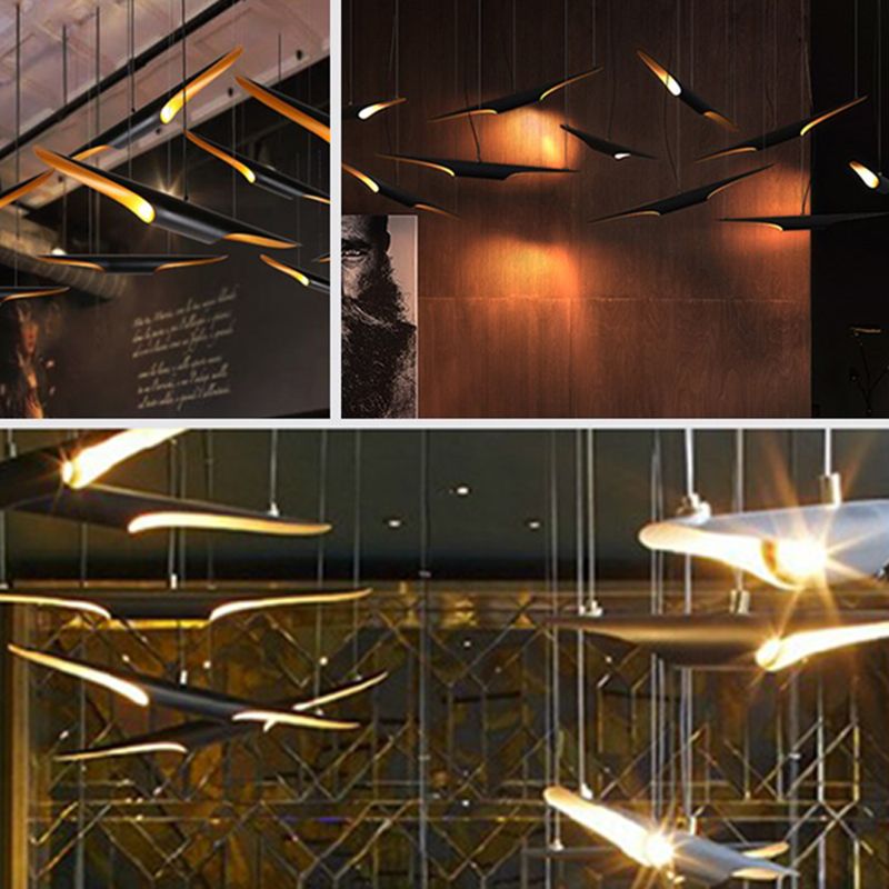 Industrial Pendant Light Linear Shape Island Lamp with Metal Shade for Living Room