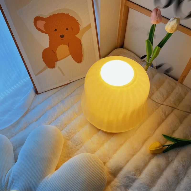 Light a bulloni da tavola moderna vetro giallo da scrivania da funghi per soggiorno camera da letto