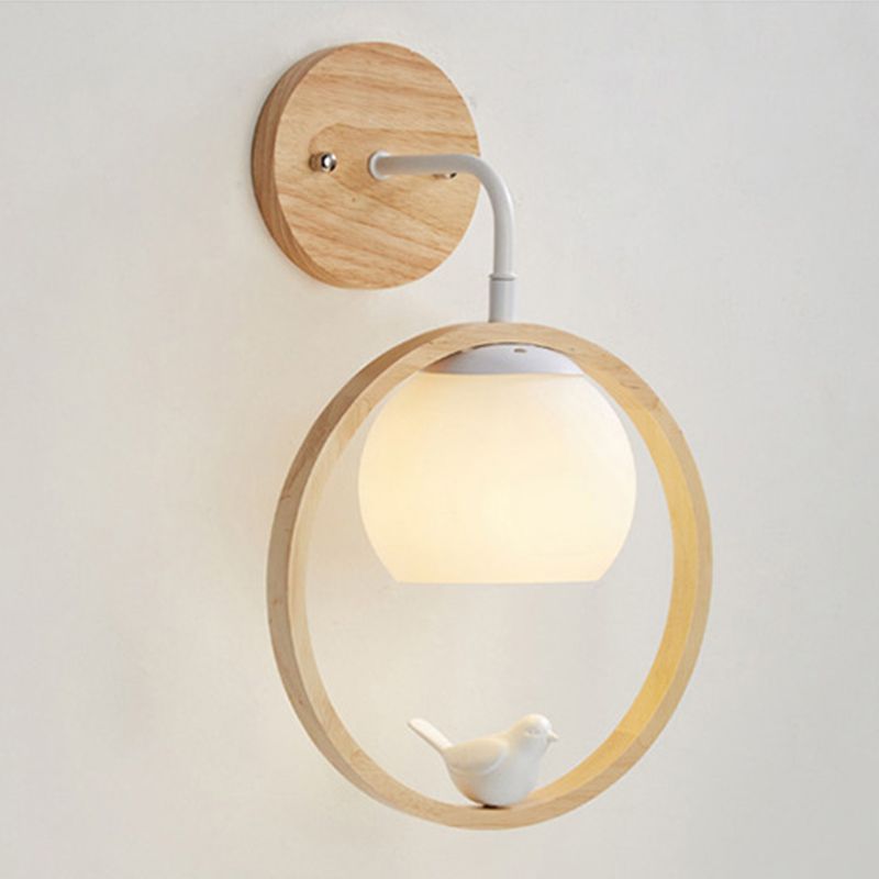 Modern Style Round Wall Light Sconces Wood 1 Light Wall Lighting Ideas