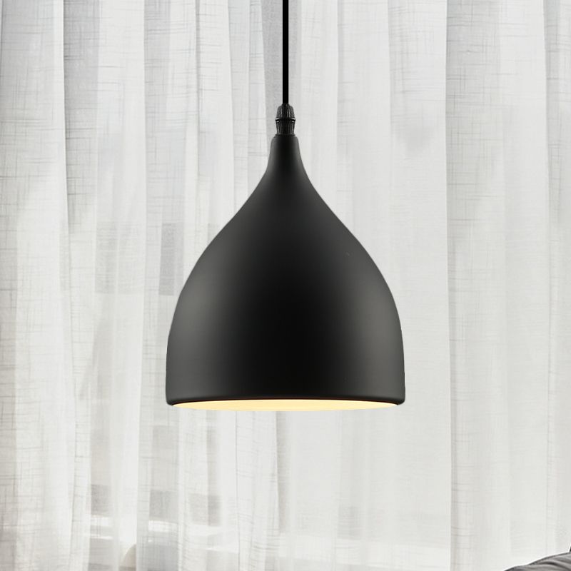6.5"/10" Dia Dome Metal Hanging Ceiling Light Industrial 1 Light Restaurant Pendant Light in Black