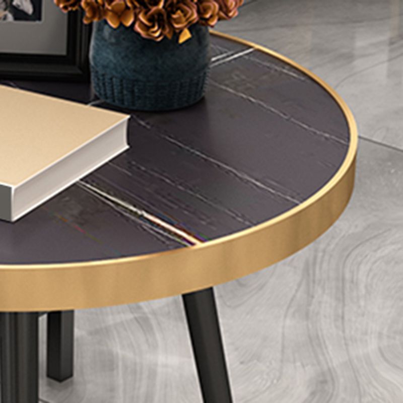 Modernistic Metal 3 Legs End Table Round Slate Top Side End Table