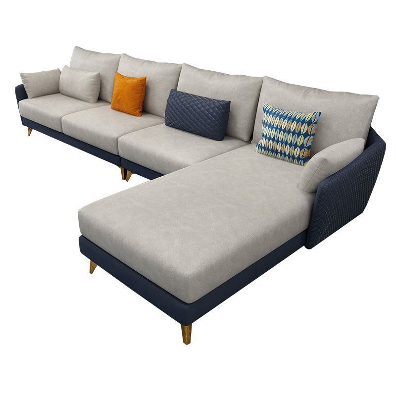 Modernism Stain Resistant Sofa & Chaise 4-Seater Faux Leather Sectional