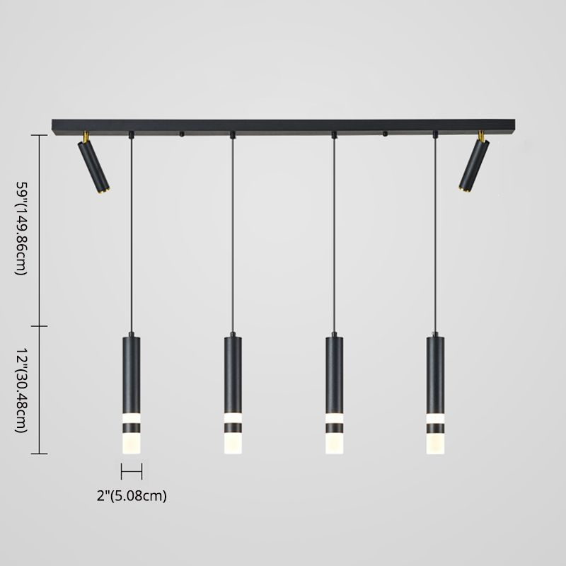 Luce a ciondolo a LED LED LINEAR BLACE Luce a soffitto in ferro battuto in stile moderno con ombra acrilica