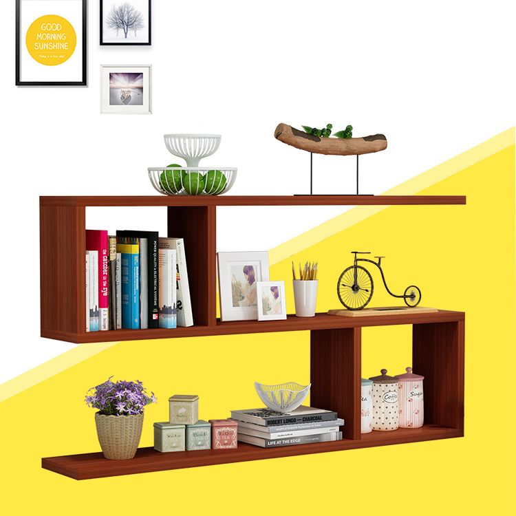 Modern Style Geometric Bookshelf, 2/3-shelf Wall Mounted Engineered Wood Bookcase