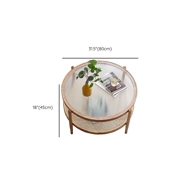 Tropical Round Cocktail Table Glass Top Coffee Cocktail Table