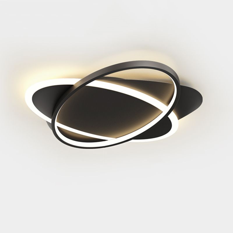 Plafonnier LED ovale minimaliste moderne en fer forgé avec abat-jour en acrylique