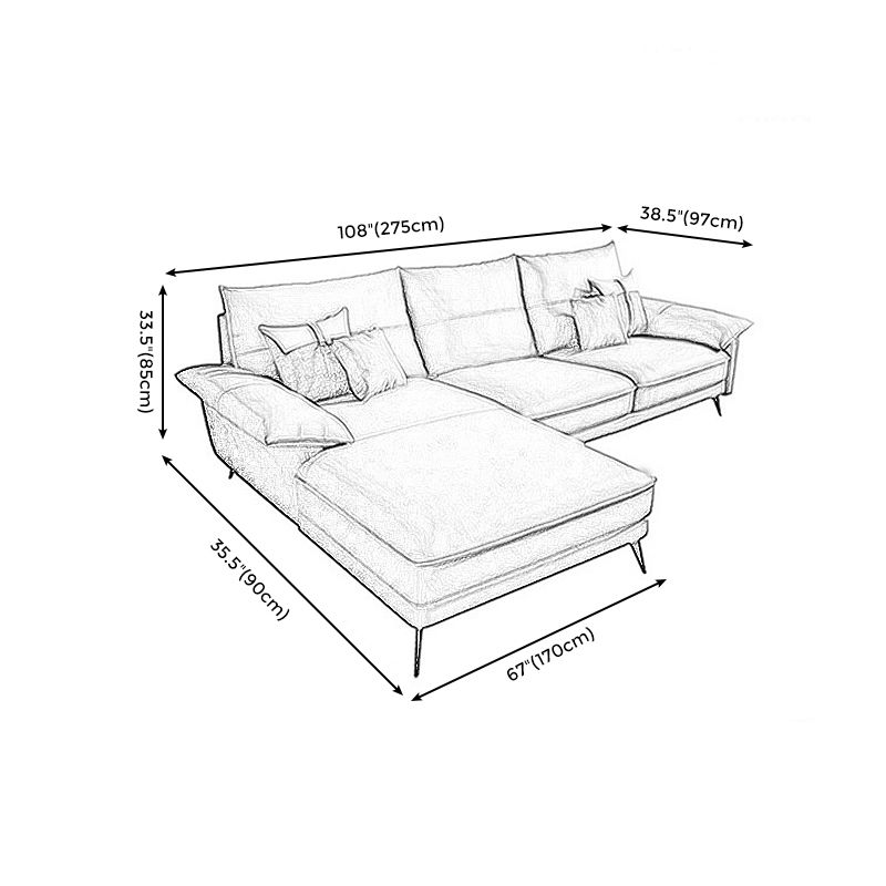 Brown Genuine Leather Sectional Sofa Set Pillow Top Arm Sectionals Couch with Pillows