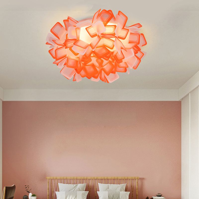 Plafonnier sinueux Art déco avec abat-jour en acrylique, éclairage encastré pour chambre à coucher