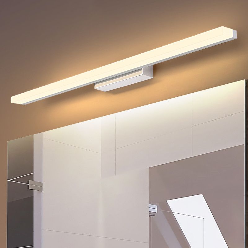 Linear Shape Vanity Light Modern Metal 1 Light LED Mirror Light for Bathroom in Silver