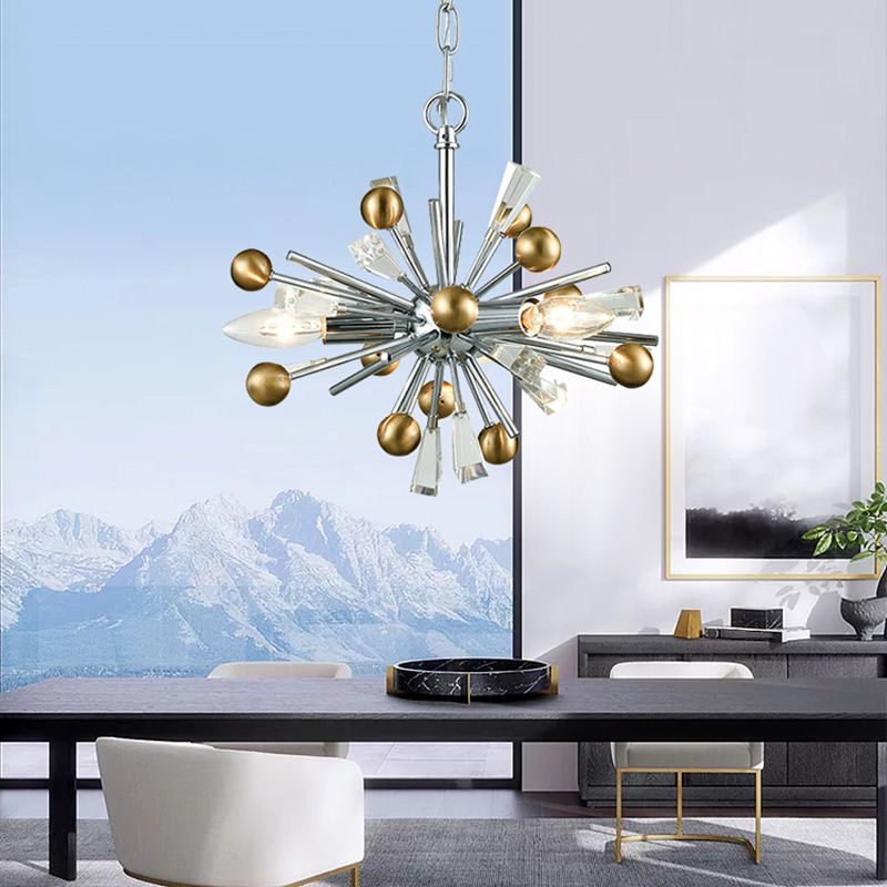 Metaal sputnik kroonluchter designer stijl zilveren suspensie verlichtingsarmatuur voor woonkamer