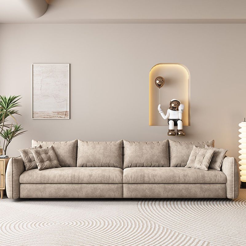 Modern Fabric Sofa Bed Brown Slipcovered Sleeper Sofa with Storage