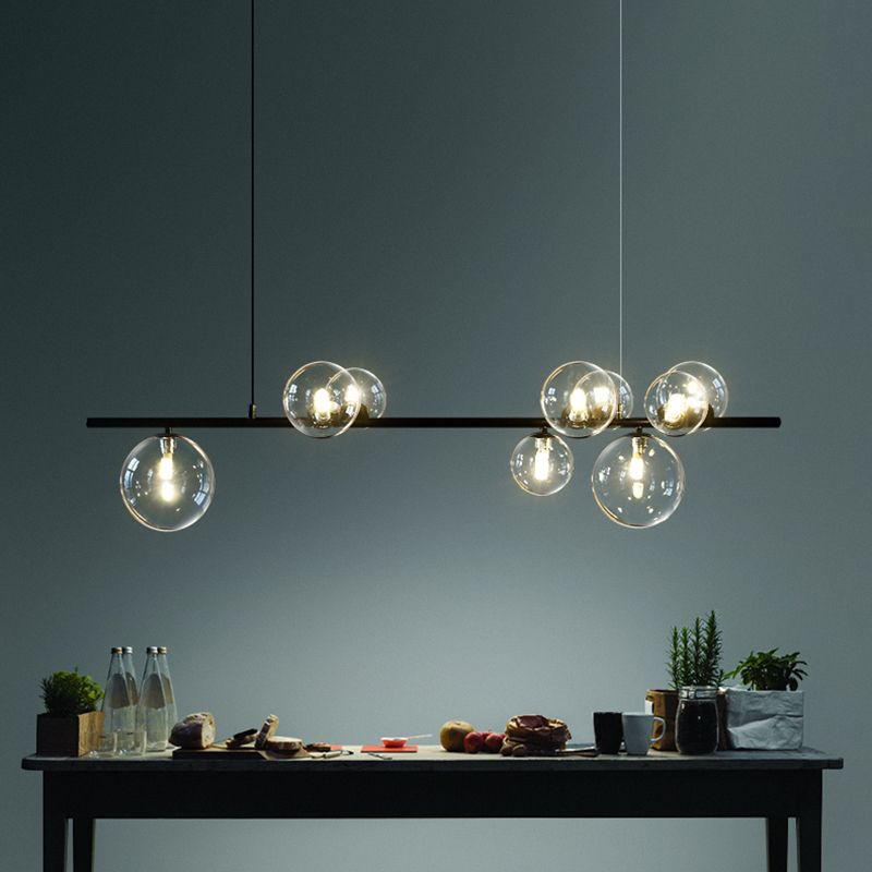 Estilo moderno de forma esférica luces de isla vidrio 9 Ideas de iluminación de la isla de la luz en negro