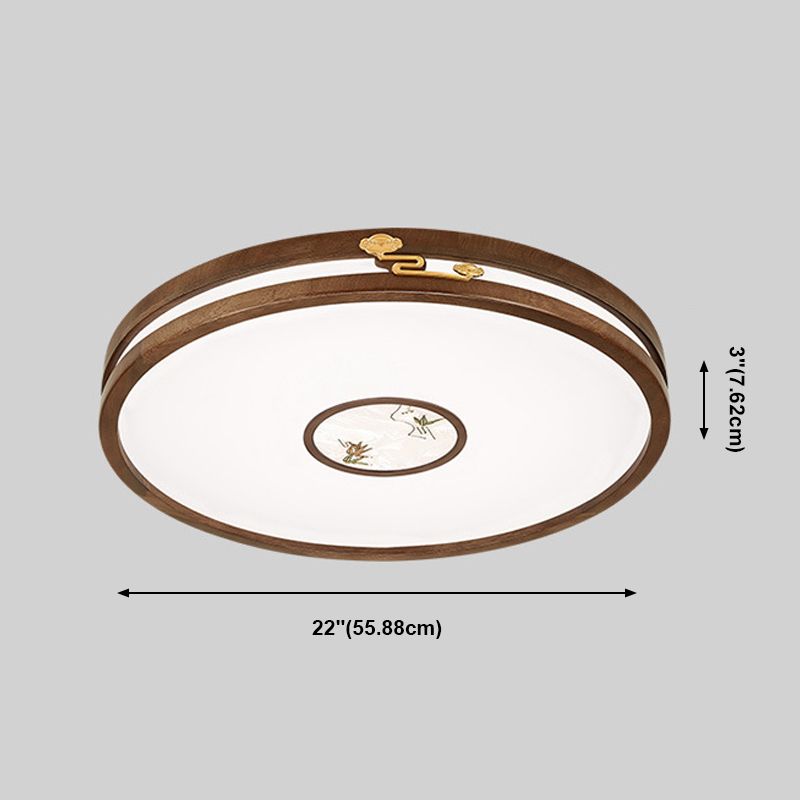 Modern Geometric LED Ceiling Lamp Wood Flush Mount for Balcony Dining Room