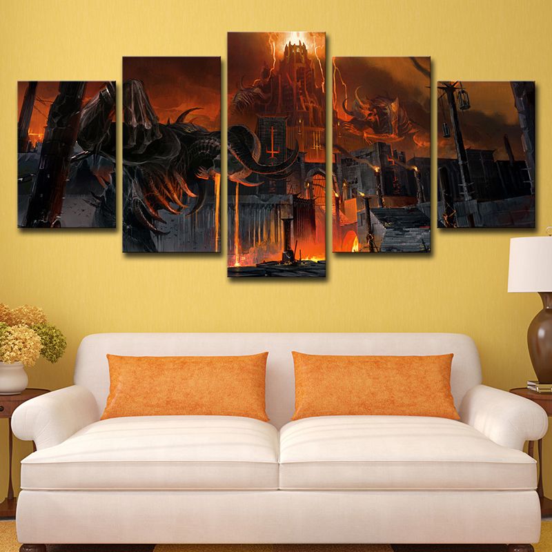 Multi-Piece Nighty Castle Painting Canvas Children's Art Wall Print for Kids Bedroom