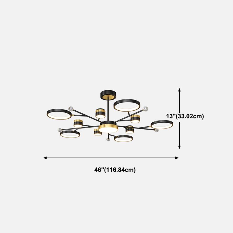 Cylinder Shape Metal Chandelier Lights Modern 11 Light Chandelier Lighting in Black