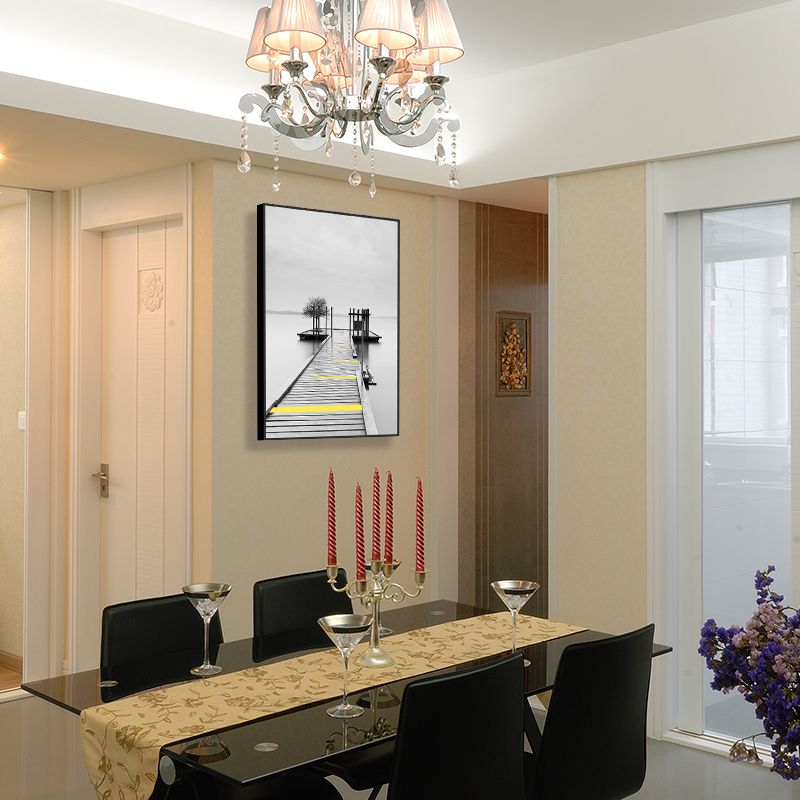 Zachte kleur zeezicht canvas prints landschap modernistische huis muur kunst decor voor salon