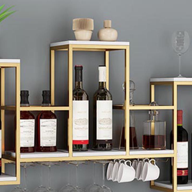 Metal Wall Mounted Wine Rack 7.8"W Wine Rack with Stemware Holder