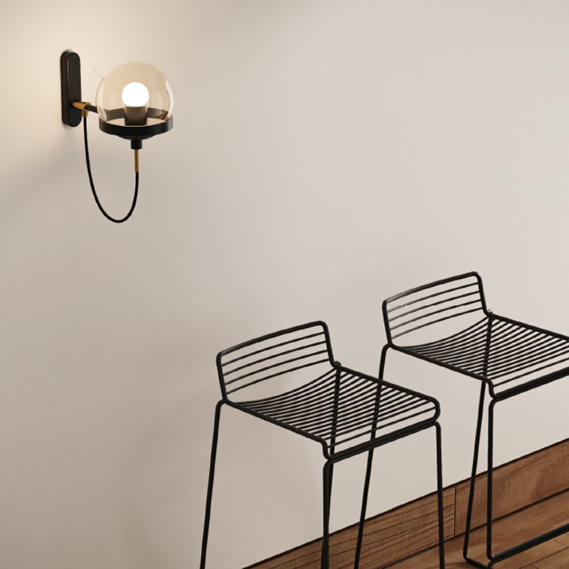1 Light Ball Wall Mounted Light Fixture Industrial Style Glass Wall Lighting Ideas Lights
