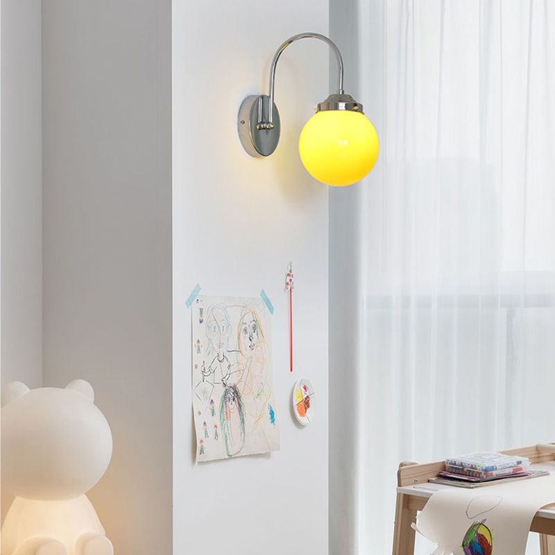 Nordic Wall Mount Light Modern Simple Round Glass Shade Wall Sconce Light Fixture for Living Room