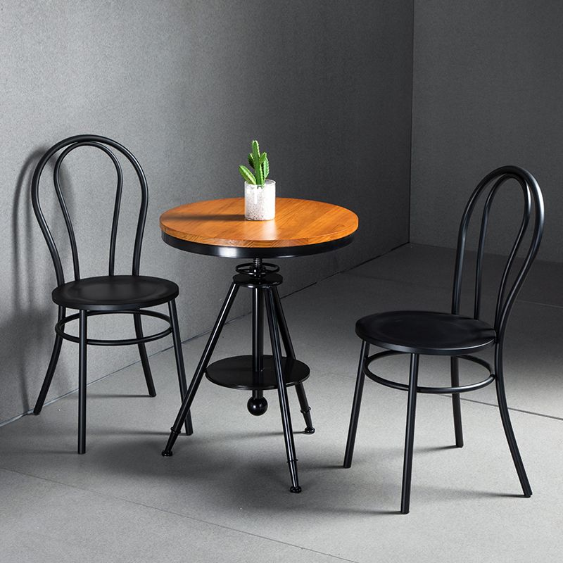 White and Black Dining Chairs Industrial Iron Armless Dining Side Chair
