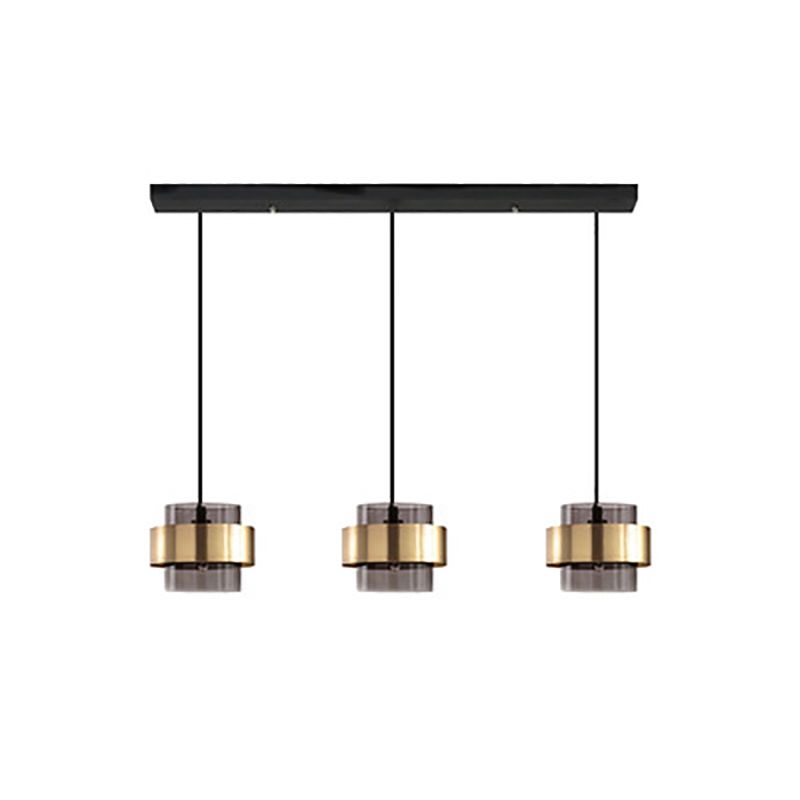 Elektroplat -Metallheizlicht in moderner künstlerischer Stilglaszylindrische Hängelampe für Schlafzimmer