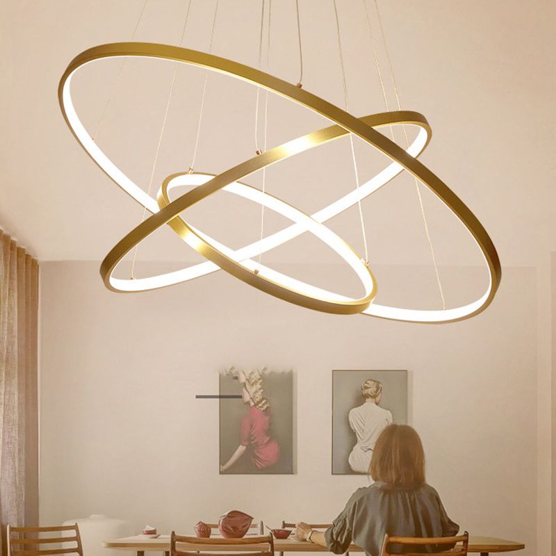 Circle Multi-layer Hanging Light Modern Style Multi Lights Metal Pendant Lights